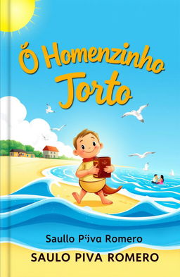 A colorful and whimsical book cover for a children's story titled 'O Homenzinho Torto' by Saulo Piva Romero