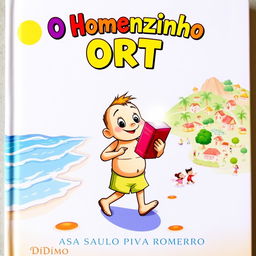 A charming and enchanting book cover for a children's story titled 'O Homenzinho Torto' by Saulo Piva Romero