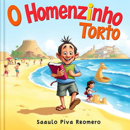 A delightful and engaging book cover for the children's story 'O Homenzinho Torto' by Saulo Piva Romero