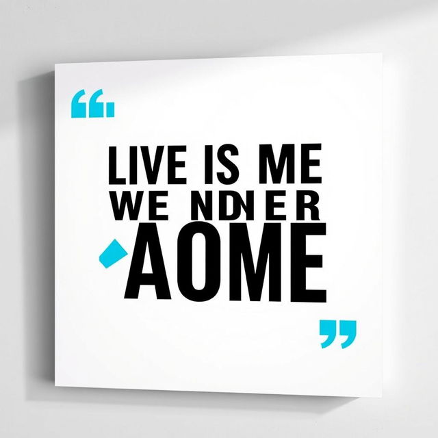 A striking quote design featuring bold typography in black against a modern white background, complemented by vibrant cyan accents