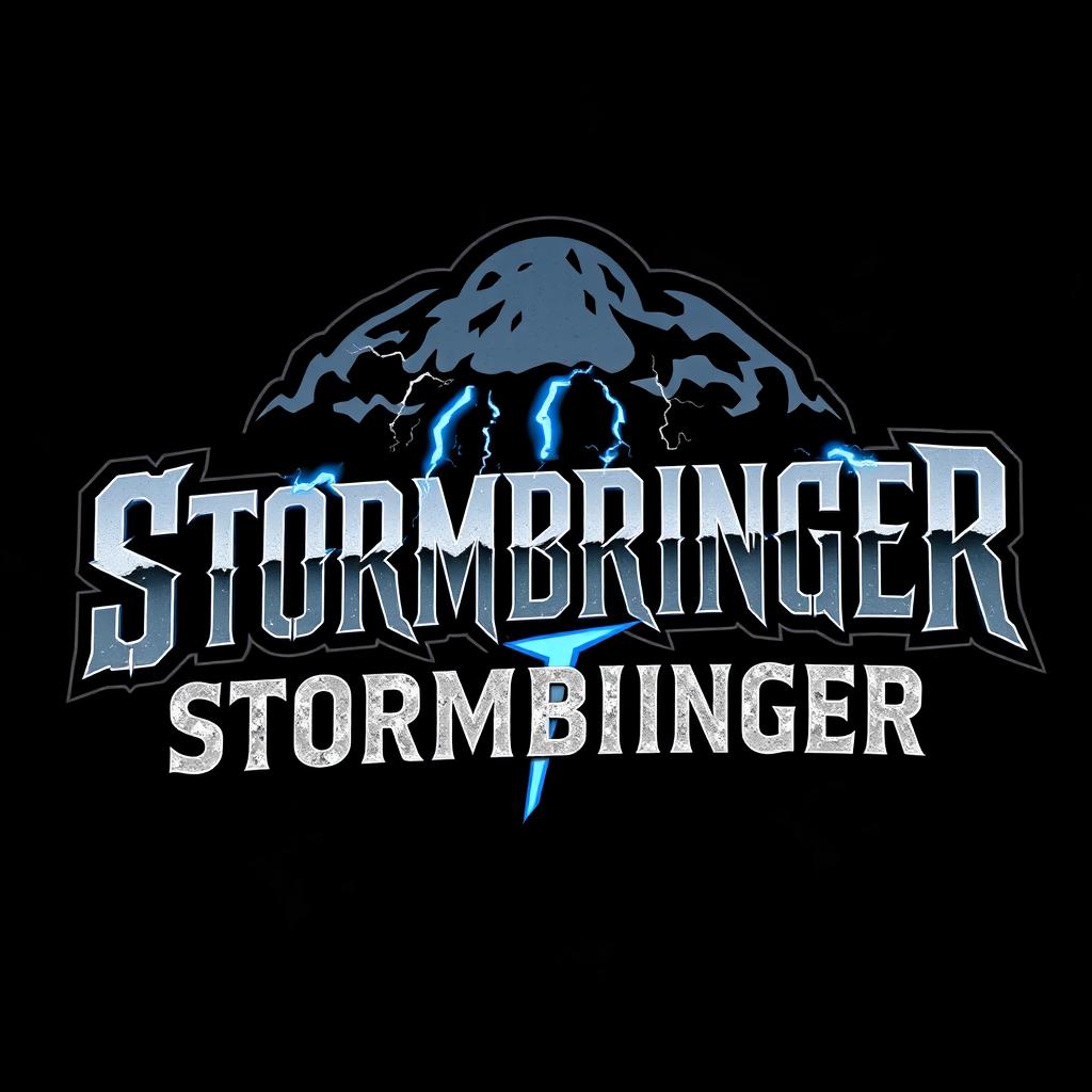 A bold and striking logo design for a classic hard rock band named 'Stormbringer'