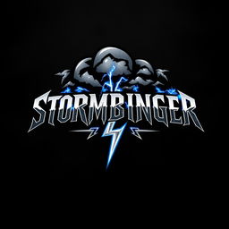 A bold and striking logo design for a classic hard rock band named 'Stormbringer'