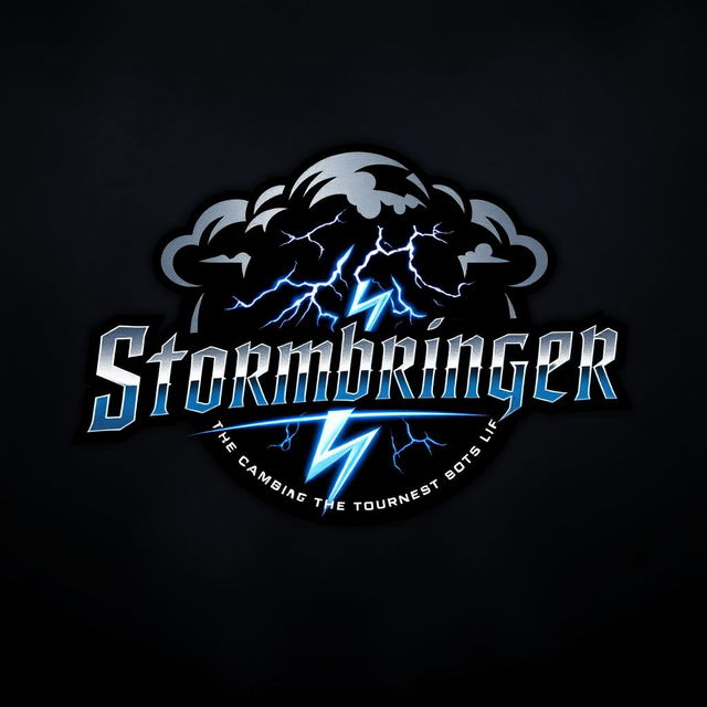 A bold and striking logo design for a classic hard rock band named 'Stormbringer'