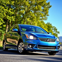 A Mitsubishi Signo 2010 parked on a scenic road, showcasing its sleek design and modern features