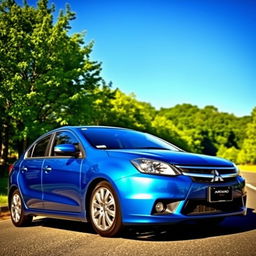 A Mitsubishi Signo 2010 parked on a scenic road, showcasing its sleek design and modern features