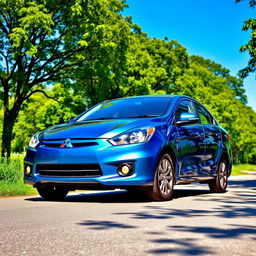 A Mitsubishi Signo 2010 parked on a scenic road, showcasing its sleek design and modern features
