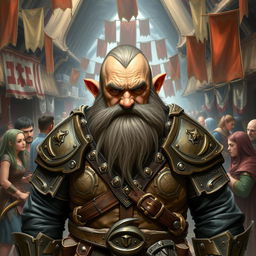 A complex portrayal of a German-inspired dwarf character in a Dungeons & Dragons setting, clad in traditional armor that reflects their cultural heritage