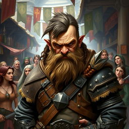 A complex portrayal of a German-inspired dwarf character in a Dungeons & Dragons setting, clad in traditional armor that reflects their cultural heritage