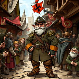 A striking illustration of a halfling character influenced by national-socialist themes in a Dungeons & Dragons setting