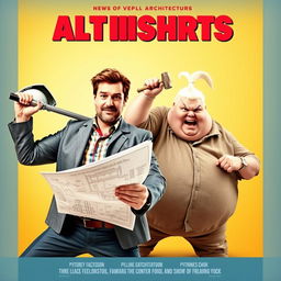A movie poster featuring two architects in a humorous and shocking design