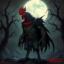 An imaginative illustration of a national-socialist themed chicken-vampire-humanoid character set in a Dungeons & Dragons universe