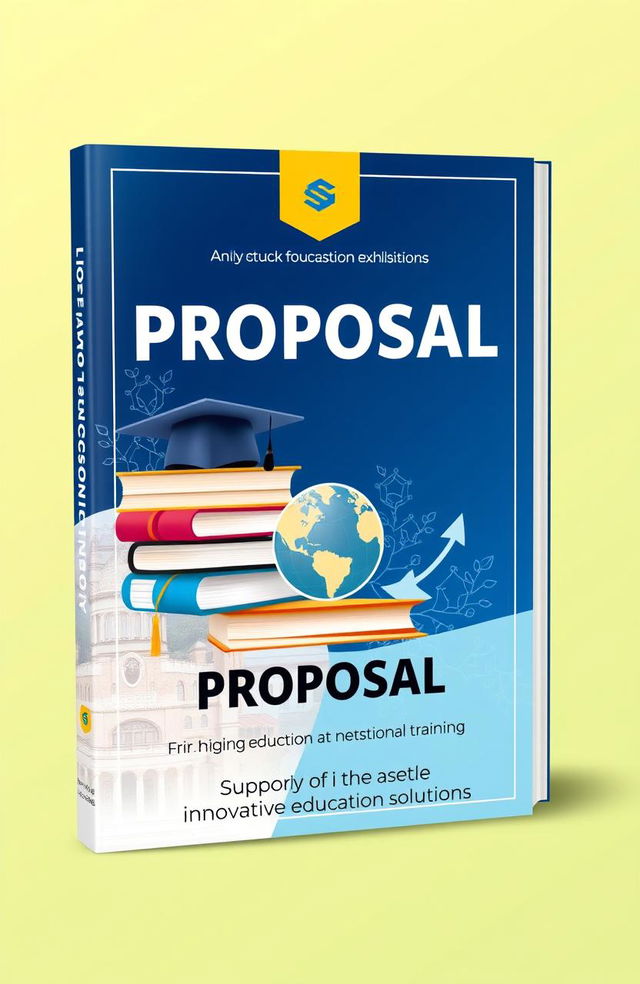 A captivating book cover design for a proposal exhibition focused on higher education and professional training