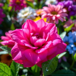 A close-up view of a beautiful and vibrant flower, resembling a stunning bloom with soft, velvety petals in shades of pink and purple