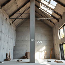 A residential construction site featuring a double-height ceiling interior space yet to be finished