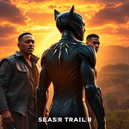 An electrifying and visually stunning scene from 'Black Panther 3: Shadows of Wakanda (2025) - Teaser Trailer', featuring Will Smith and Michael B