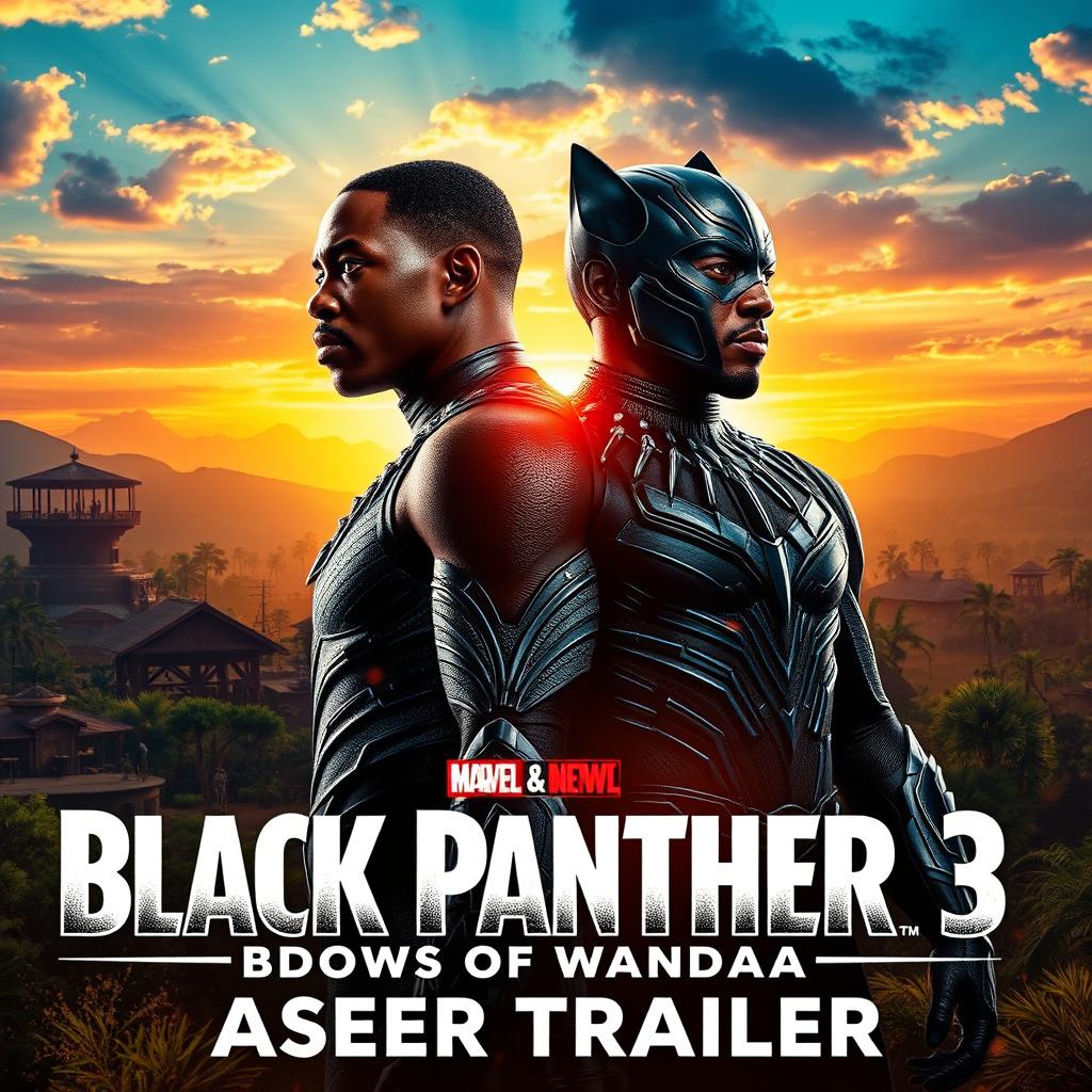 An electrifying and visually stunning scene from 'Black Panther 3: Shadows of Wakanda (2025) - Teaser Trailer', featuring Will Smith and Michael B