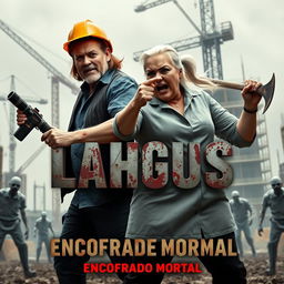 A horror design featuring two architects in dynamic poses at the center, ready for action
