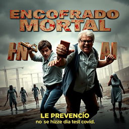 A horror movie poster featuring two bloodied male architects in a dynamic action pose at the center