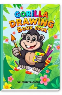 A colorful and vibrant book cover design for a 'Gorilla Drawing Book'