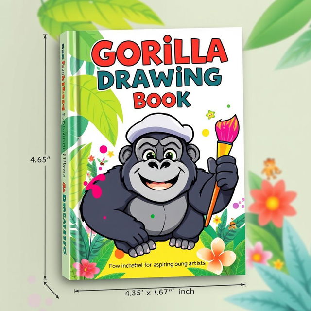 A cheerful and eye-catching book cover design for a 'Gorilla Drawing Book'