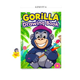 A cheerful and eye-catching book cover design for a 'Gorilla Drawing Book'