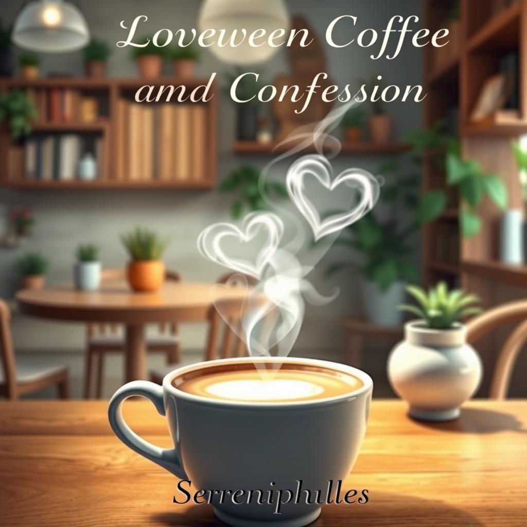 A captivating book cover titled 'Love Between Coffee and Confession' by Sereniphyles