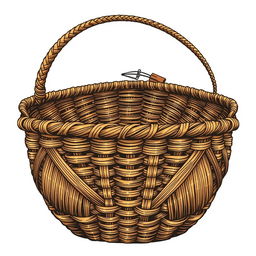 An illustration of a basket with large, detailed weaving patterns