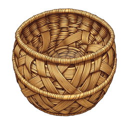 An illustration of a basket with large, detailed weaving patterns