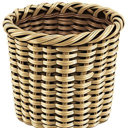 An illustration of a low-detailed woven basket, featuring intricate weaving patterns