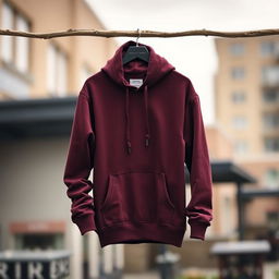 A stylish maroon hoodie, featuring a modern design with a cozy and relaxed fit