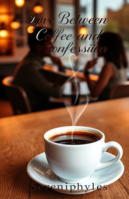 A beautiful book cover design featuring a cozy cafe scene