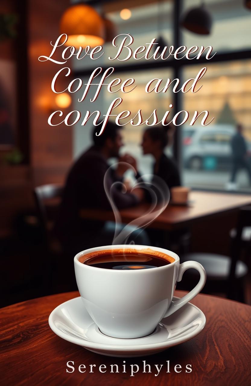 A beautiful book cover design featuring a cozy cafe scene