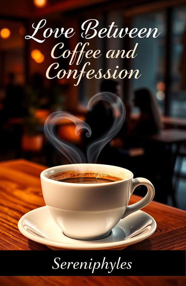 A beautiful book cover design featuring a cozy cafe scene