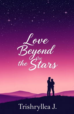 A romantic and dreamy cover design featuring a gradient background of deep purple and soft pink, resembling a twilight sky filled with twinkling stars