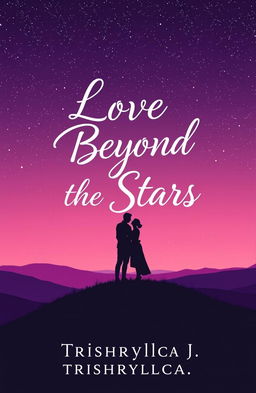 A romantic and dreamy cover design featuring a gradient background of deep purple and soft pink, resembling a twilight sky filled with twinkling stars