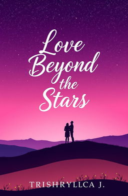 A romantic and dreamy cover design featuring a gradient background of deep purple and soft pink, resembling a twilight sky filled with twinkling stars
