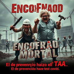 In the center, two bloodied male architects are in a dynamic action pose