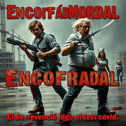 In the center, two bloodied male architects are in a dynamic action pose