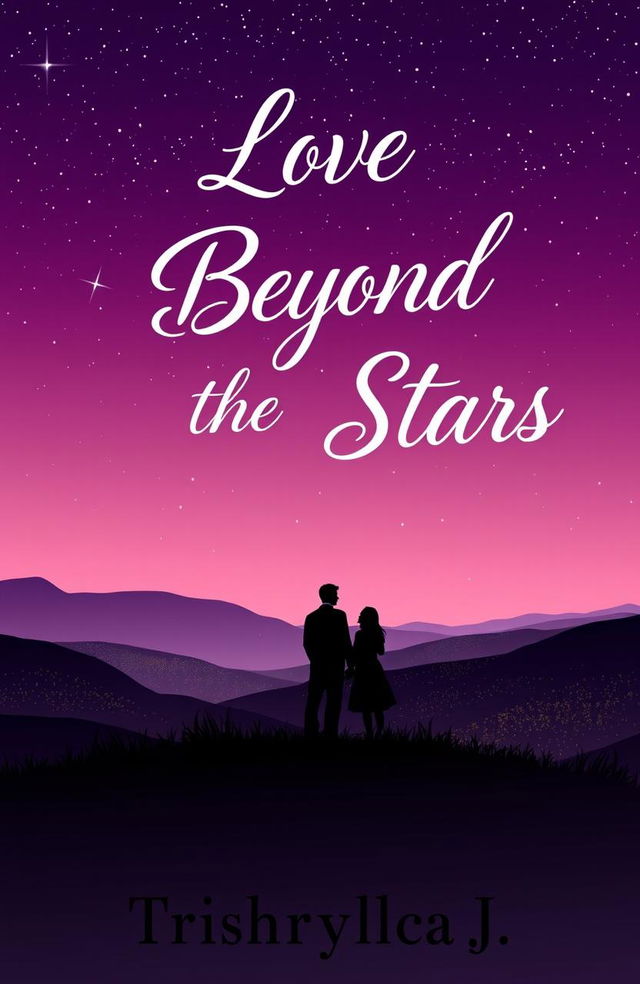 A romantic and dreamy cover design featuring a gradient background of deep purple and soft pink, resembling a twilight sky filled with twinkling stars