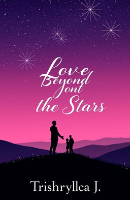 A romantic and dreamy cover design featuring a gradient background of deep purple and soft pink, resembling a twilight sky filled with twinkling stars