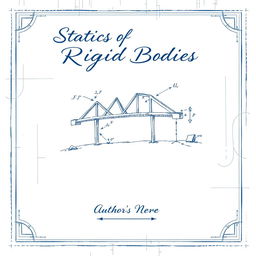 A detailed and artistic drawing for a cover page design focused on 'Statics of Rigid Bodies'