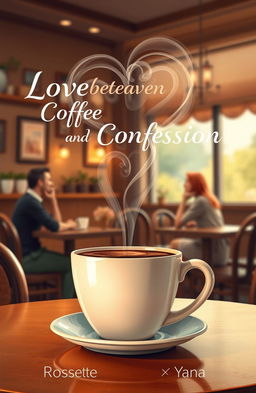 A cozy cafe scene illustrating the theme 'Love between Coffee and Confession'
