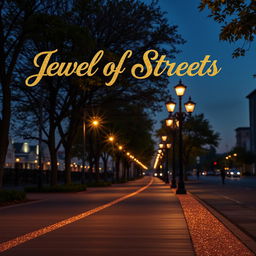 A picturesque street scene covering three-fourths of the page, showcasing stylish street lights illuminating a tranquil urban environment