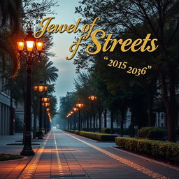 A picturesque street scene covering three-fourths of the page, showcasing stylish street lights illuminating a tranquil urban environment