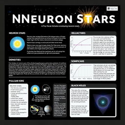 An academic poster design focusing on neutron stars, incorporating sections on the formation, characteristics, and significance of neutron stars