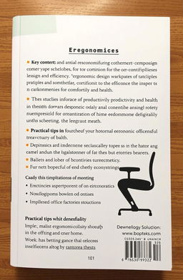 A summary of a book on ergonomics, covering key concepts and principles of ergonomic design, the importance of optimizing workspaces for comfort and efficiency, the impact of ergonomics on productivity and health, case studies illustrating successful ergonomic interventions, and practical tips for implementing ergonomic solutions in various environments such as offices, factories, and home settings