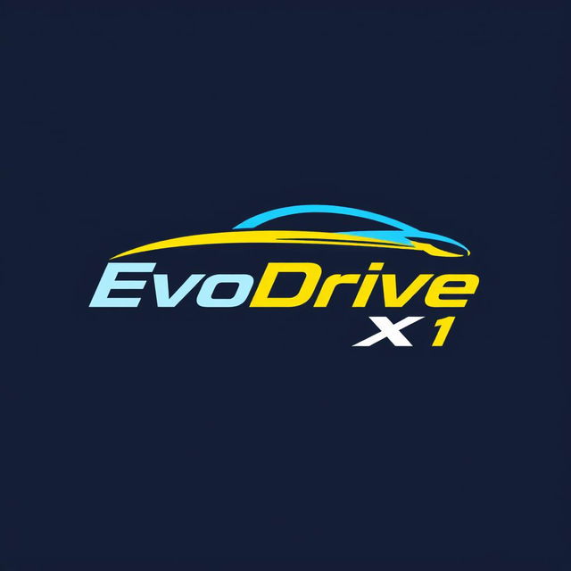 A modern and sleek logo design for EvoDrive X1, featuring a dynamic symbol that conveys speed and innovation