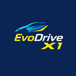 A modern and sleek logo design for EvoDrive X1, featuring a dynamic symbol that conveys speed and innovation