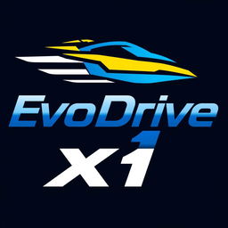 A modern and sleek logo design for EvoDrive X1, featuring a dynamic symbol that conveys speed and innovation