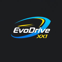 A modern and sleek logo design for EvoDrive X1, featuring a dynamic symbol that conveys speed and innovation